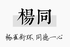 杨同名字的寓意及含义