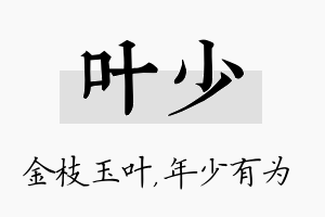 叶少名字的寓意及含义