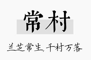 常村名字的寓意及含义