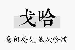 戈哈名字的寓意及含义