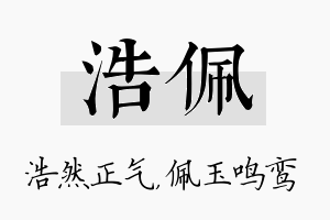 浩佩名字的寓意及含义