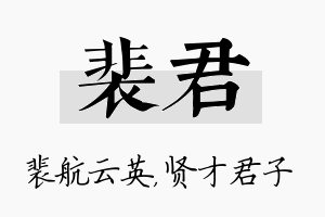 裴君名字的寓意及含义