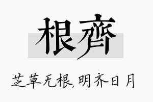 根齐名字的寓意及含义