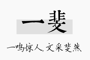 一斐名字的寓意及含义