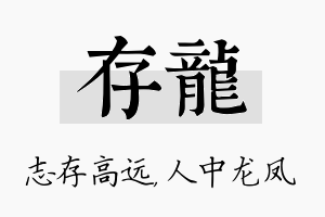 存龙名字的寓意及含义