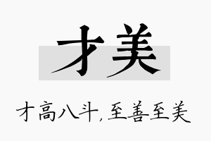 才美名字的寓意及含义