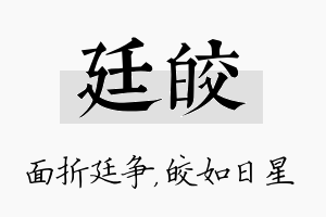 廷皎名字的寓意及含义