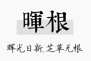 晖根名字的寓意及含义