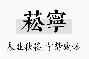 菘宁名字的寓意及含义