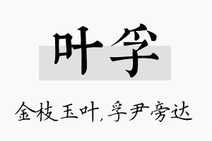 叶孚名字的寓意及含义