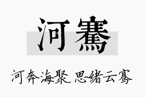 河骞名字的寓意及含义