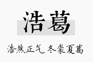 浩葛名字的寓意及含义