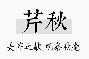 芹秋名字的寓意及含义