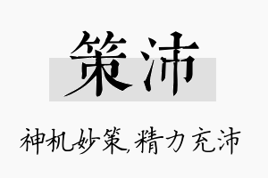 策沛名字的寓意及含义