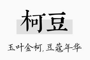 柯豆名字的寓意及含义