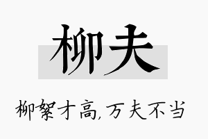 柳夫名字的寓意及含义