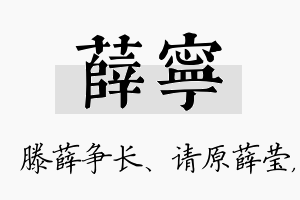 薛宁名字的寓意及含义