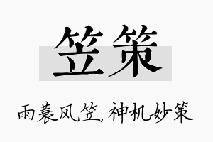 笠策名字的寓意及含义