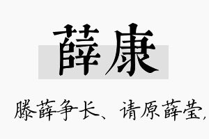 薛康名字的寓意及含义