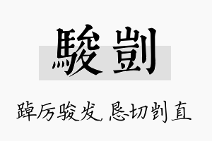 骏剀名字的寓意及含义