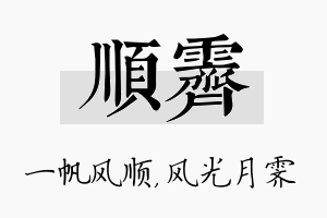 顺霁名字的寓意及含义