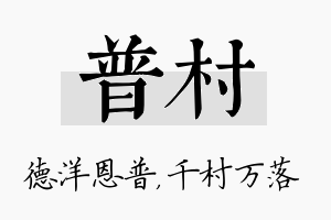 普村名字的寓意及含义