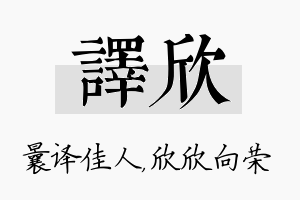 译欣名字的寓意及含义