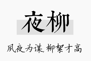 夜柳名字的寓意及含义