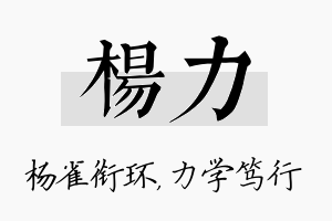 杨力名字的寓意及含义