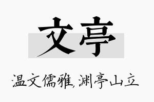 文亭名字的寓意及含义