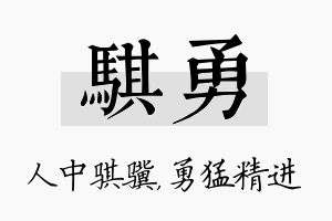 骐勇名字的寓意及含义