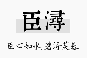 臣浔名字的寓意及含义