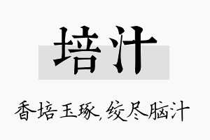 培汁名字的寓意及含义