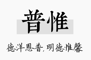 普惟名字的寓意及含义