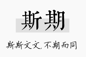 斯期名字的寓意及含义