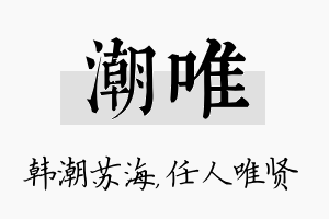 潮唯名字的寓意及含义