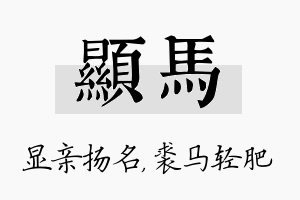 显马名字的寓意及含义