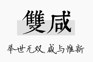 双咸名字的寓意及含义