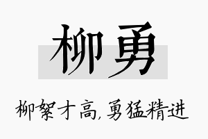 柳勇名字的寓意及含义