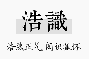 浩识名字的寓意及含义