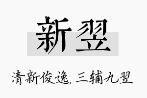 新翌名字的寓意及含义