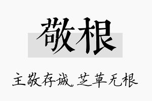 敬根名字的寓意及含义