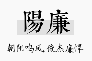 阳廉名字的寓意及含义