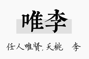 唯李名字的寓意及含义