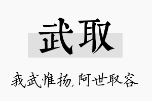 武取名字的寓意及含义