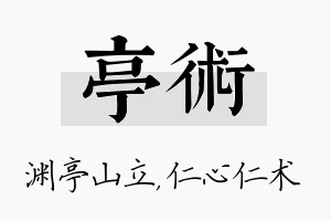 亭术名字的寓意及含义