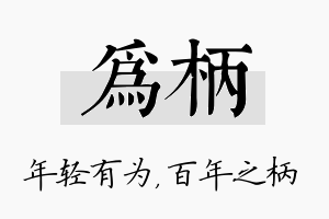 为柄名字的寓意及含义