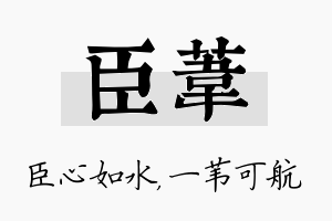 臣苇名字的寓意及含义