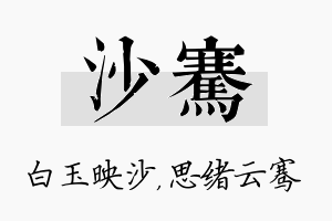 沙骞名字的寓意及含义