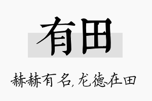 有田名字的寓意及含义